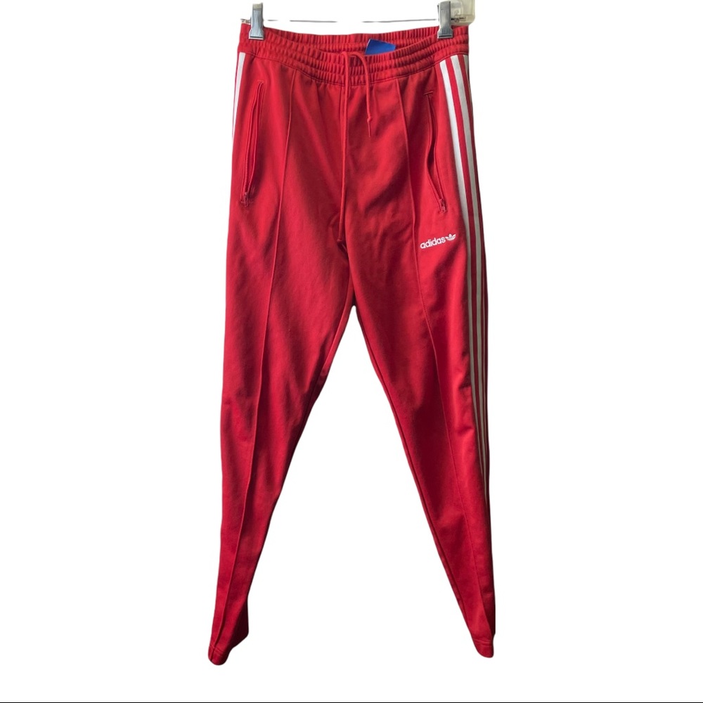 Adidas RED PIN STRIPE SWEATPANTS SIZE SMALL Y2K